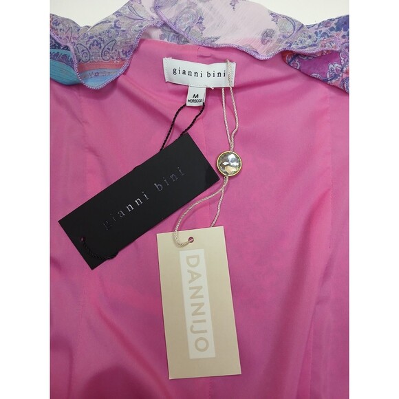 Gianni Bini + Dannijo Wrap Dress Sz M Pink Print High-low Adjustable Maxi $199 - Picture 12 of 15
